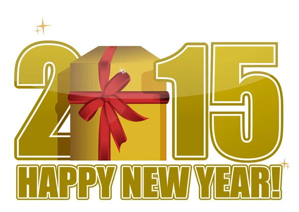 2015 happy new year gift sign — Stock Photo, Image