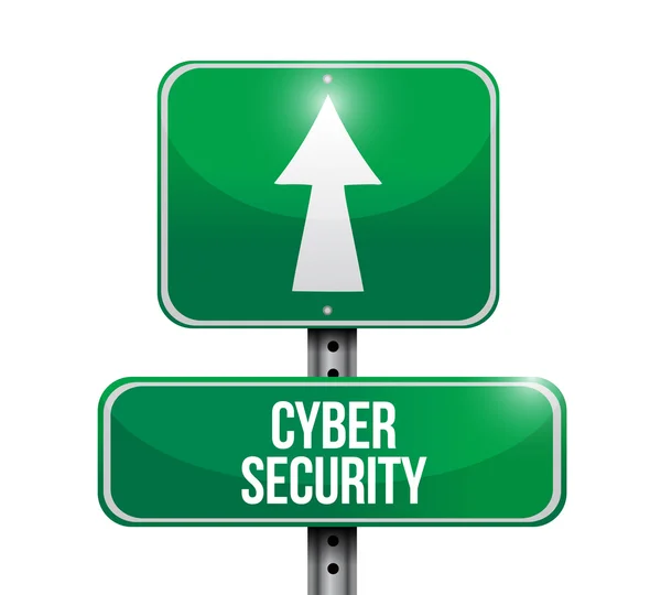 Cyber security road tecken illustration — Stockfoto