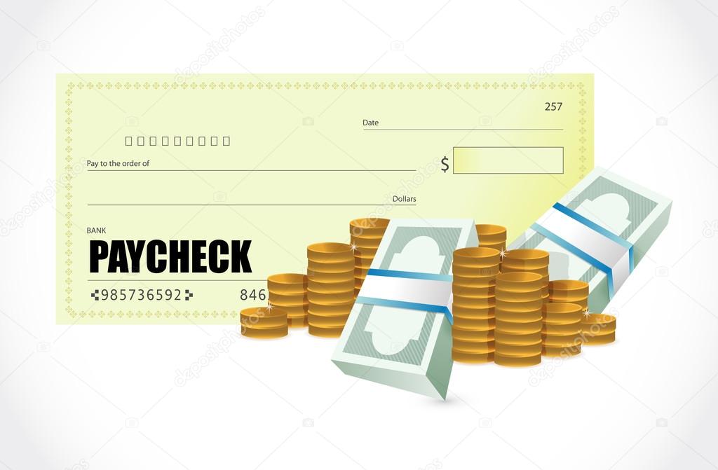 paycheck coins and bills illustration