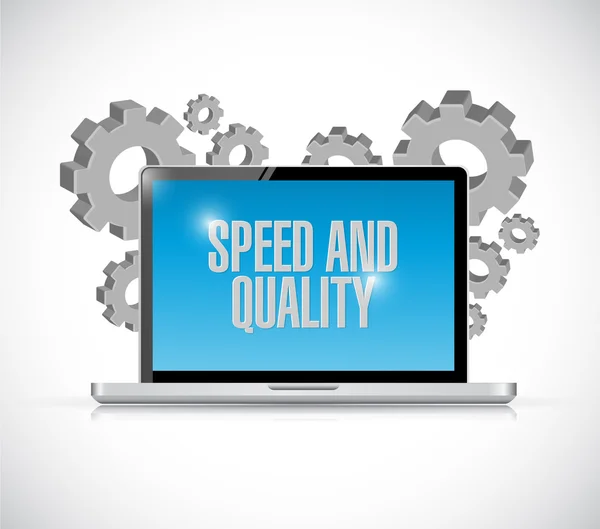 Speed and quality laptop illustration — Stock Photo, Image
