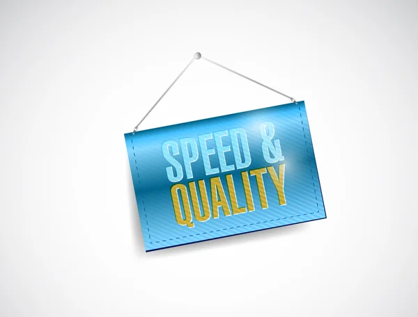 Velocidade e qualidade pendurado banner ilustração — Fotografia de Stock