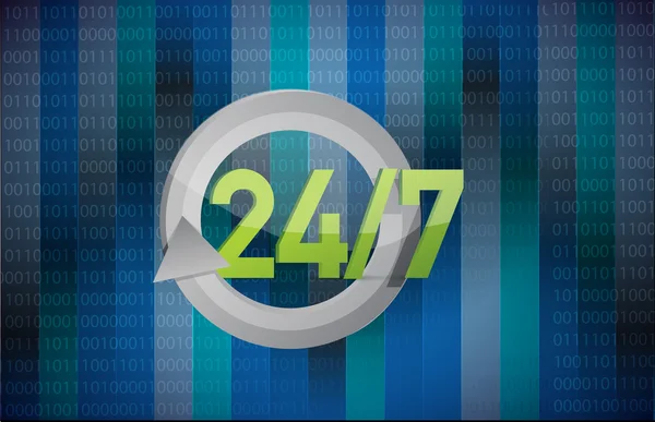 24 7 signo ilustración diseño — Foto de Stock