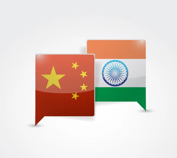 Čína a Indie zpráva bublina — Stock fotografie