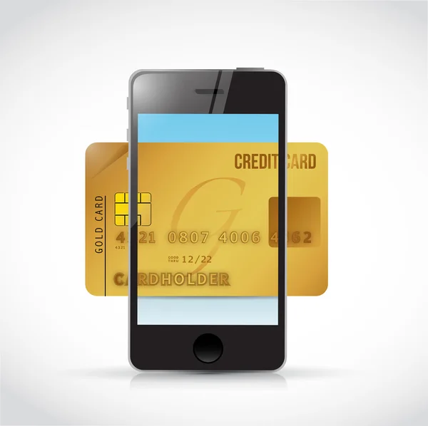 Telefon ve kredi kartı illüstrasyon — Stok fotoğraf