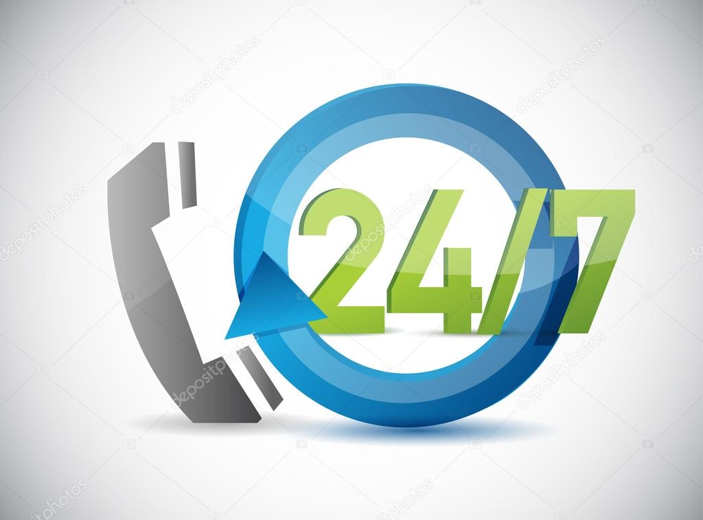 phone 24 7 support illustration design