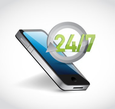 telefon 24 7 hizmet illüstrasyon tasarımı
