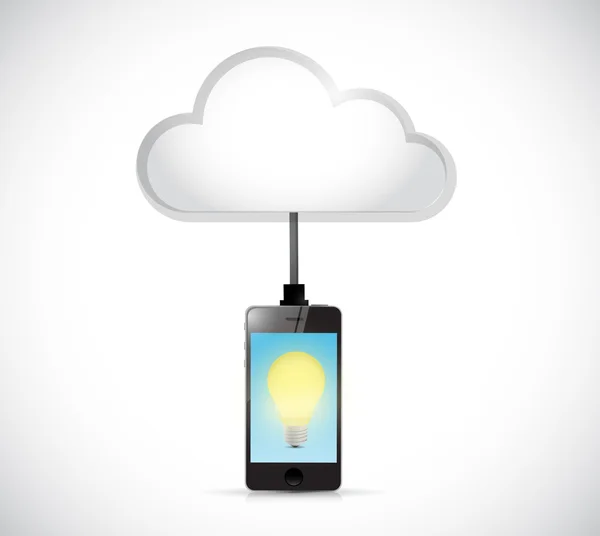 Cloud Computing Telefon und Glühbirne — Stockfoto