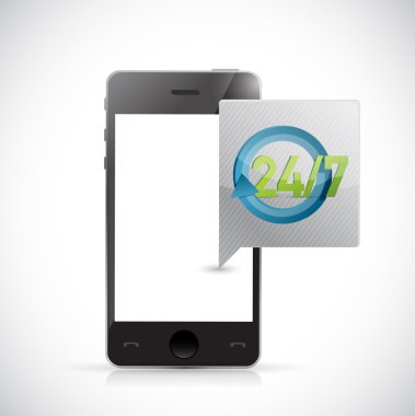 telefon 24 7 hizmet ileti illüstrasyon