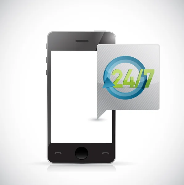 Phone 24 7 service message illustration — Stock Photo, Image