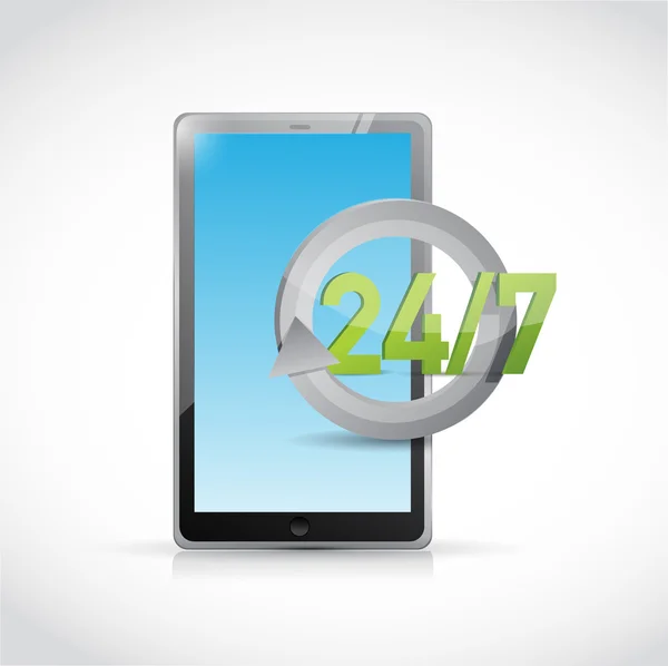 Tablet 24 7 design de ilustração de serviço — Fotografia de Stock