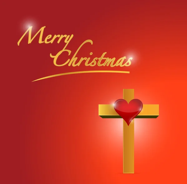 Merry christmas card and cross illustration — Stock Photo, Image