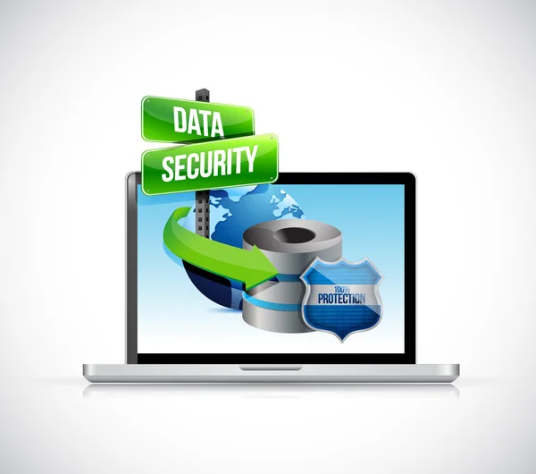 Laptop and a data security server and shield — Stock Photo, Image