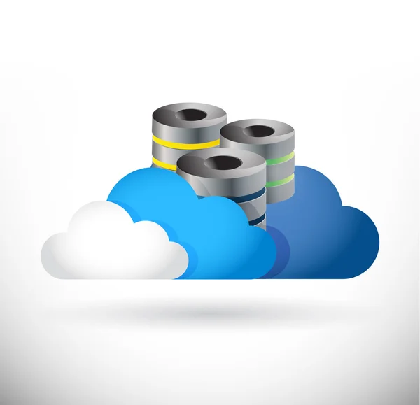 Set van wolken en opslag servers illustratie — Stockfoto