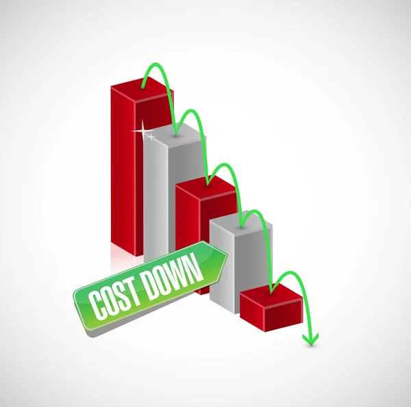 Cost down falling business graph illustration — Stock Photo, Image