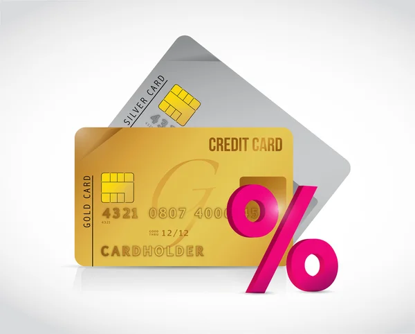 Иллюстрация кредитной карты и процентного знака — стоковое фото