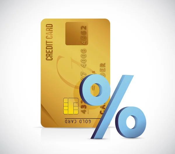 Credit card t and blue percentage illustration — Stock Photo, Image