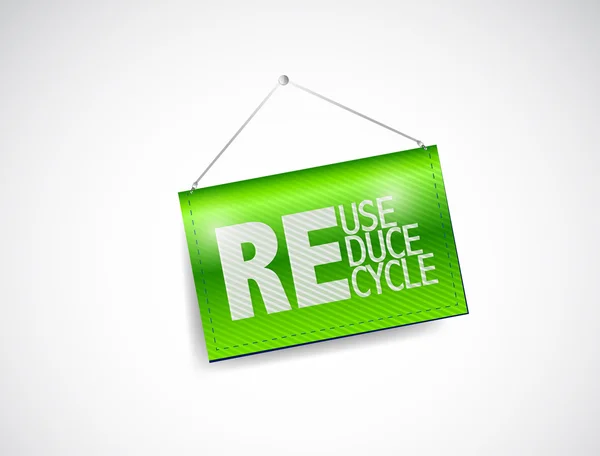 Reduce, reuse, recycle hanging banner — Stock Photo, Image