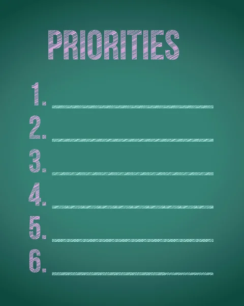 Priorities chalkboard list illustration — Stock Photo, Image