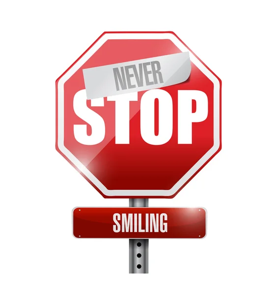 Never stop smiling street sign illustration design — Stock Photo, Image