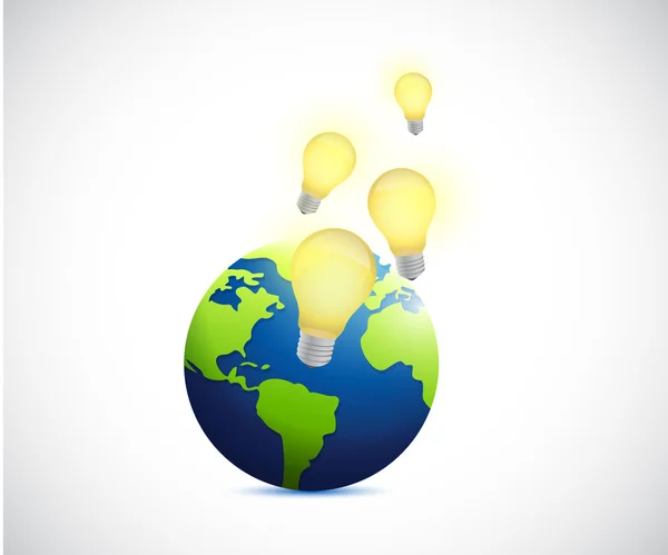 Globe and light bulb ideas illustration — Stock Photo, Image