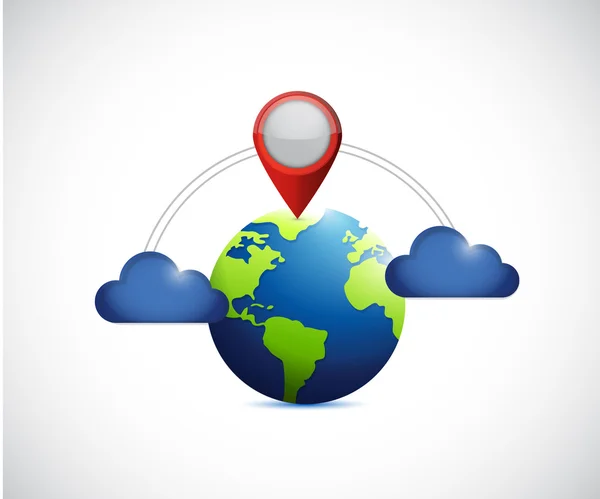 Localizzatore di comunicazione globo e nube . — Foto Stock