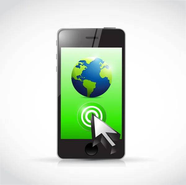 Phone globe and cursor illustration — Stock Photo, Image