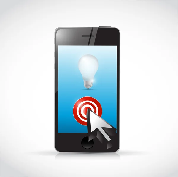 Phone, light bulb cursor illustration — Stock Photo, Image