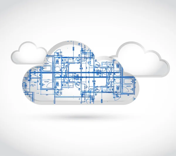 Cloud computingu blueprint ilustrace — Stock fotografie