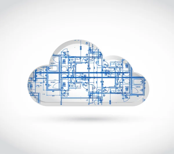 Cloud computingu blueprint ilustrace — Stock fotografie