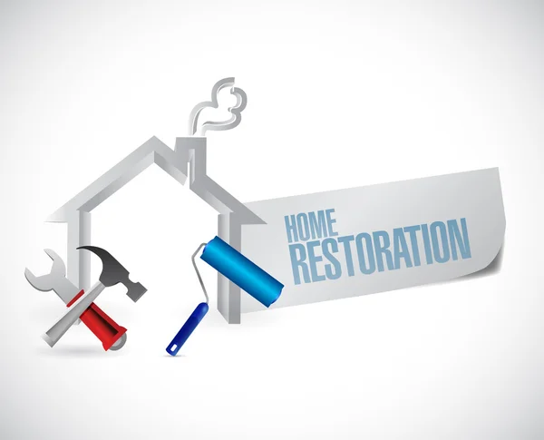 Home restoration sign and tools. — Stock Photo, Image