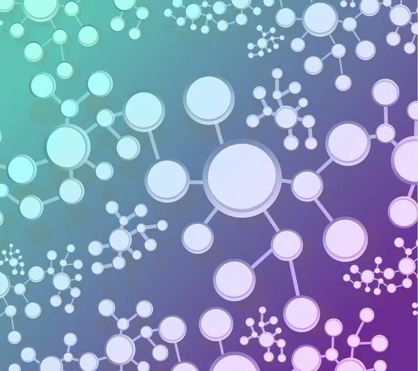 Red de enlaces átomo aqua y púrpura —  Fotos de Stock