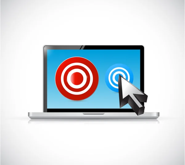 Computer laptop and targets illustration — Stock Photo, Image