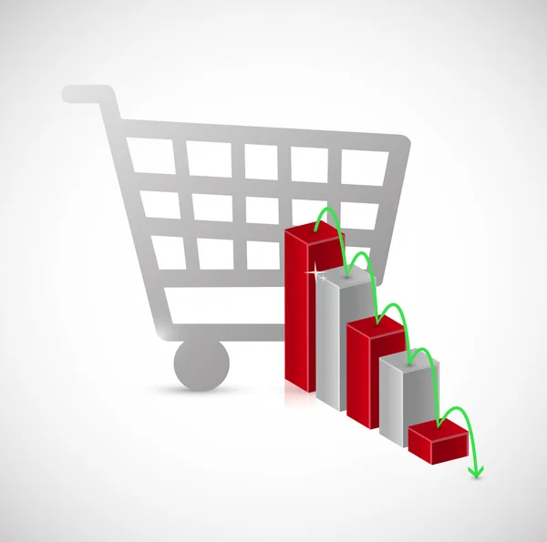 Falling shopping sales. business graph — Stock Photo, Image