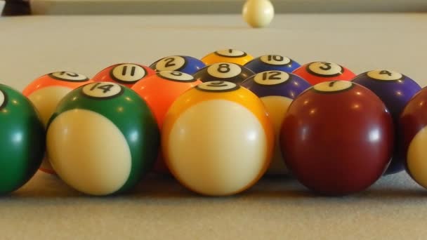 Clip HD d'un triangle boule de billard pendant la pause 