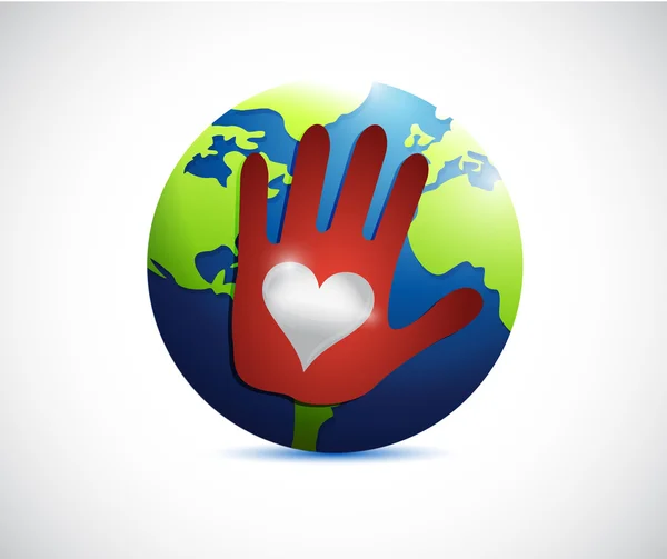 Globe hand liefde hand illustratie — Stockfoto