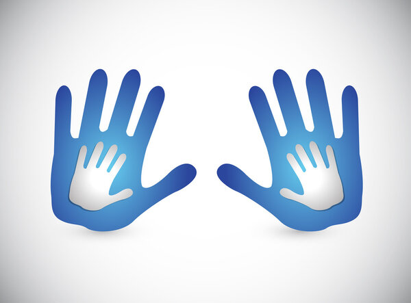 daddy and son hands. illustration