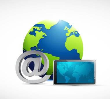 Küre sembolü ve tablet. illüstrasyon