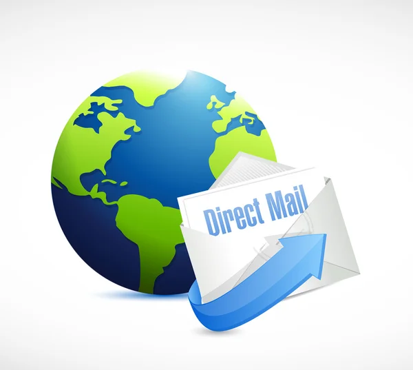 Disegno illustrazione globo direct mail — Foto Stock