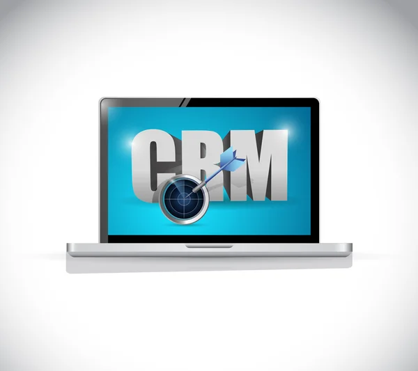 Laptop crm tecken illustration design — Stockfoto