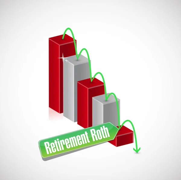 Falling retirement roth graph illustration — Stock Photo, Image
