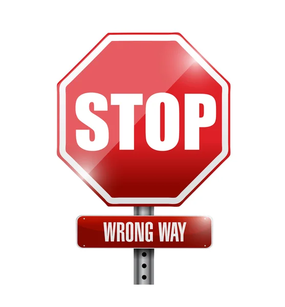 Stanna. fel sätt vägskylt illustration — Stockfoto