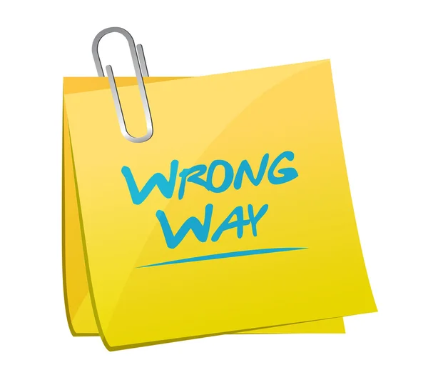 Wrong way memo post sign illustration — Stock Photo, Image