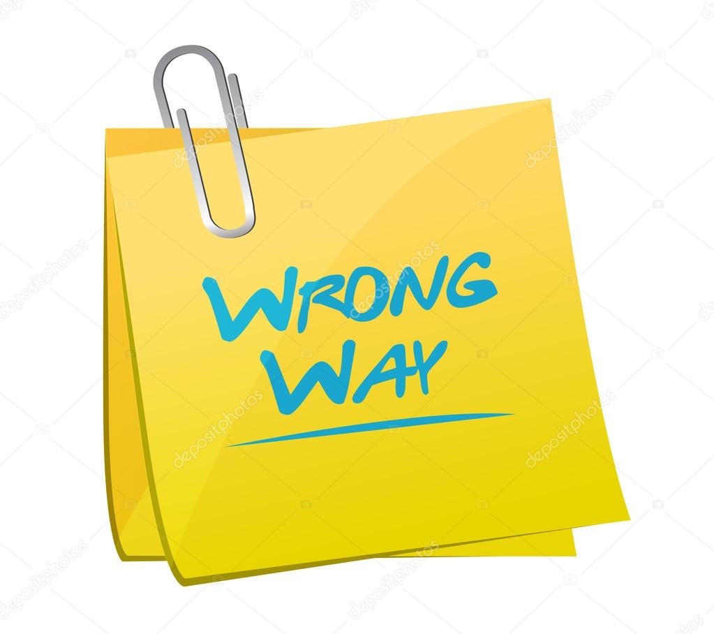 wrong way memo post sign illustration