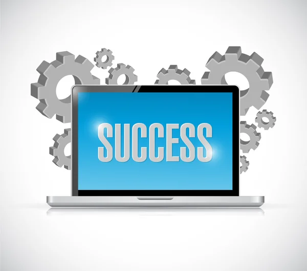 Success computer sign and gears — Stock Photo, Image