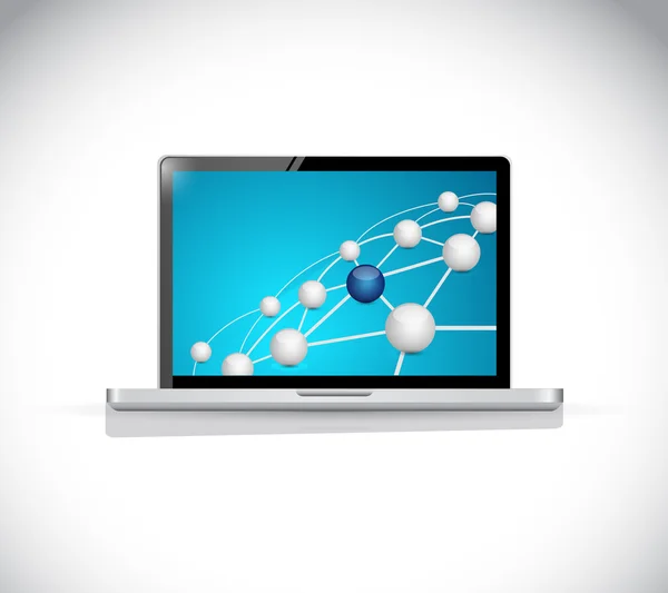 Sphere link network connection on a computer. — Stock Photo, Image