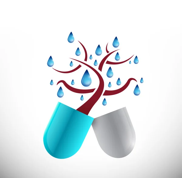 Tree water pill medicine illustration — Stock Photo, Image