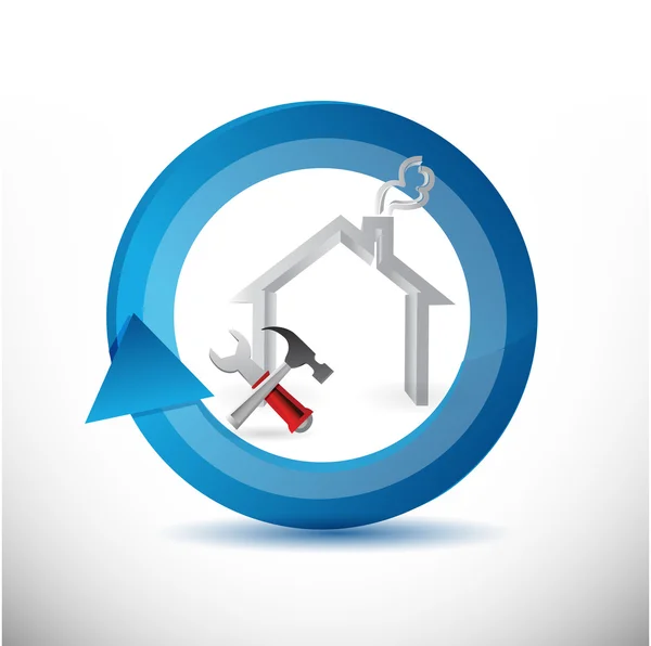 Símbolo de ciclo de reconstrução de casa — Fotografia de Stock
