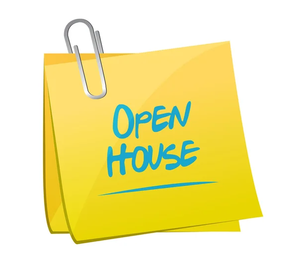 Open house promemoria post illustrazione design — Foto Stock