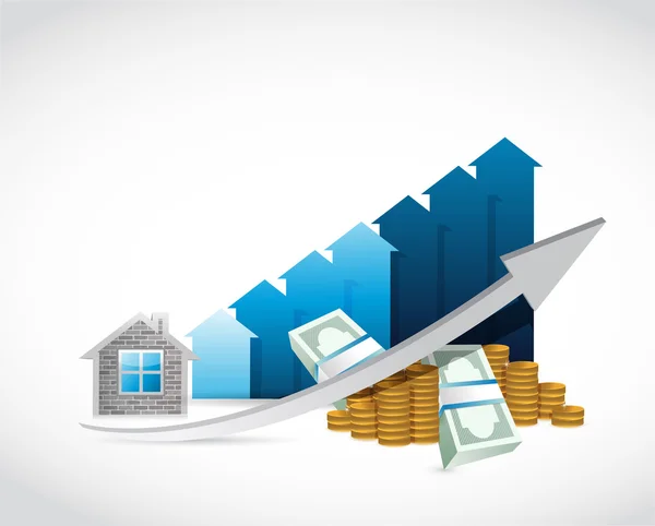 House prices up and money illustration design — Stock Photo, Image