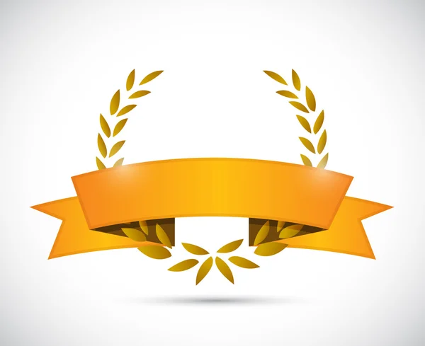 Gold laurel and orange ribbon. illustration design — Stock Photo, Image